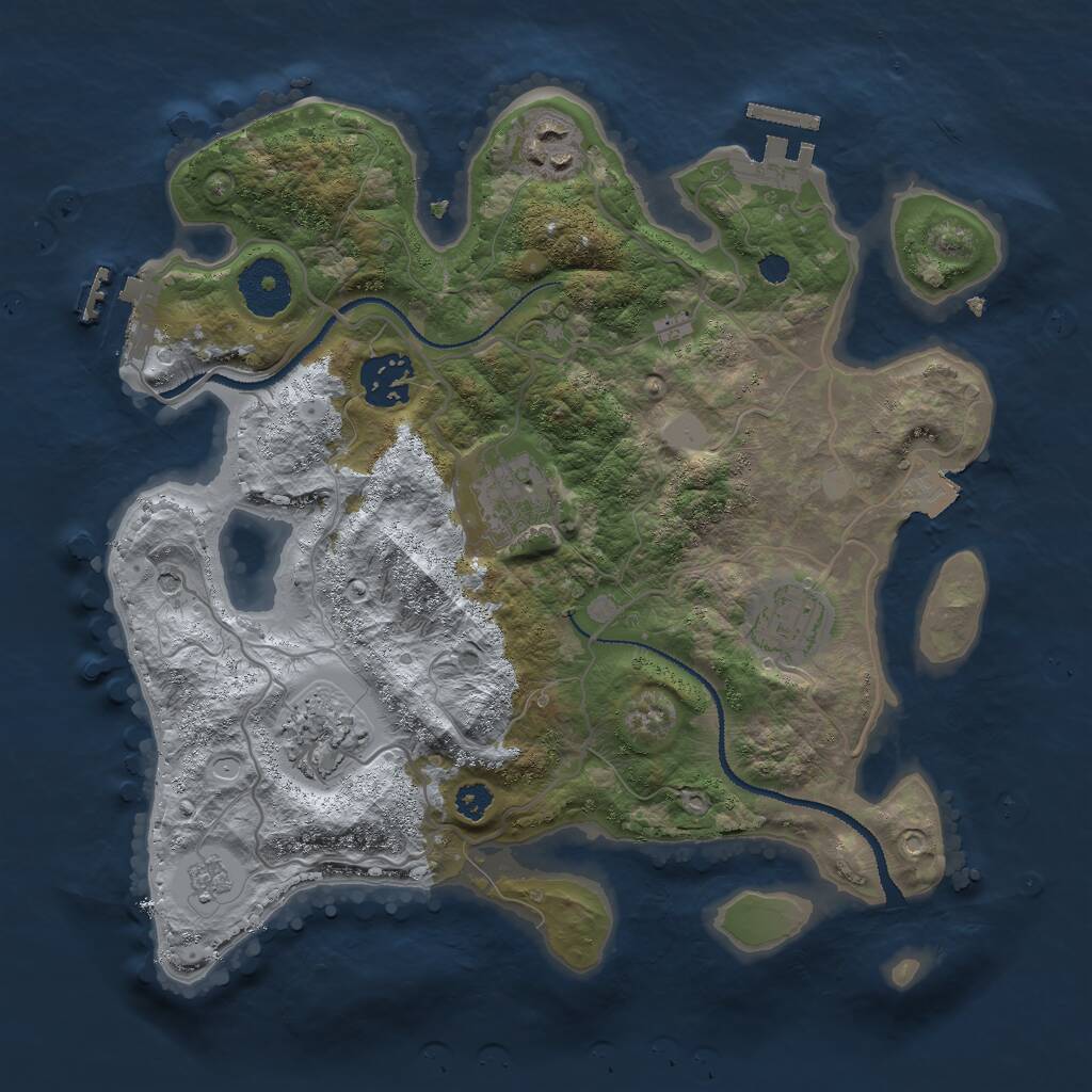 Rust Map: Procedural Map, Size: 3000, Seed: 808063, 10 Monuments