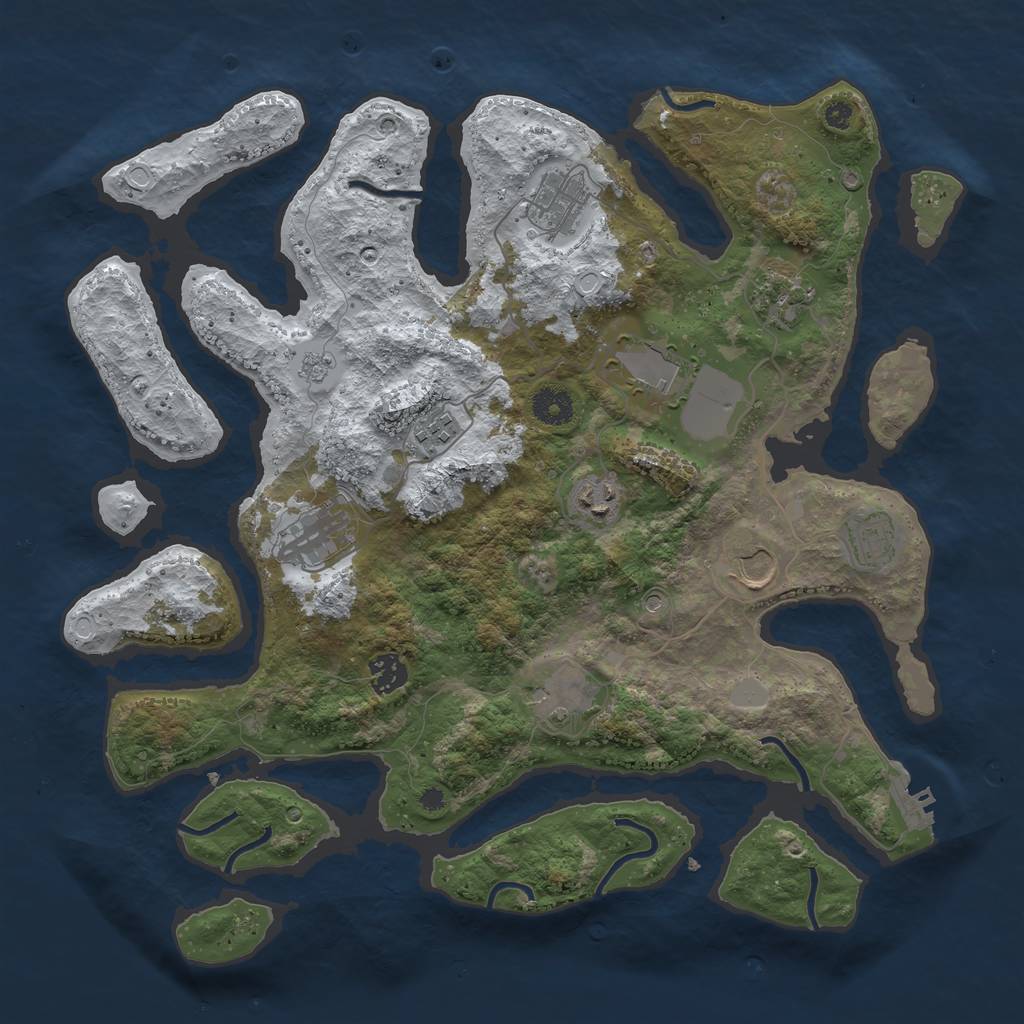 Rust Map: Procedural Map, Size: 3850, Seed: 249569855, 18 Monuments
