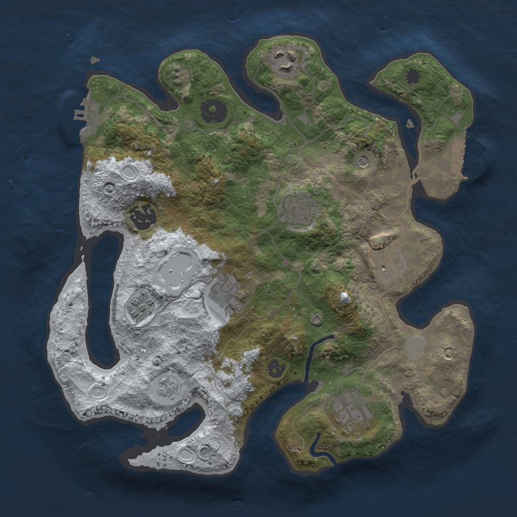 Rust Map: Procedural Map, Size: 3000, Seed: 386568, 16 Monuments