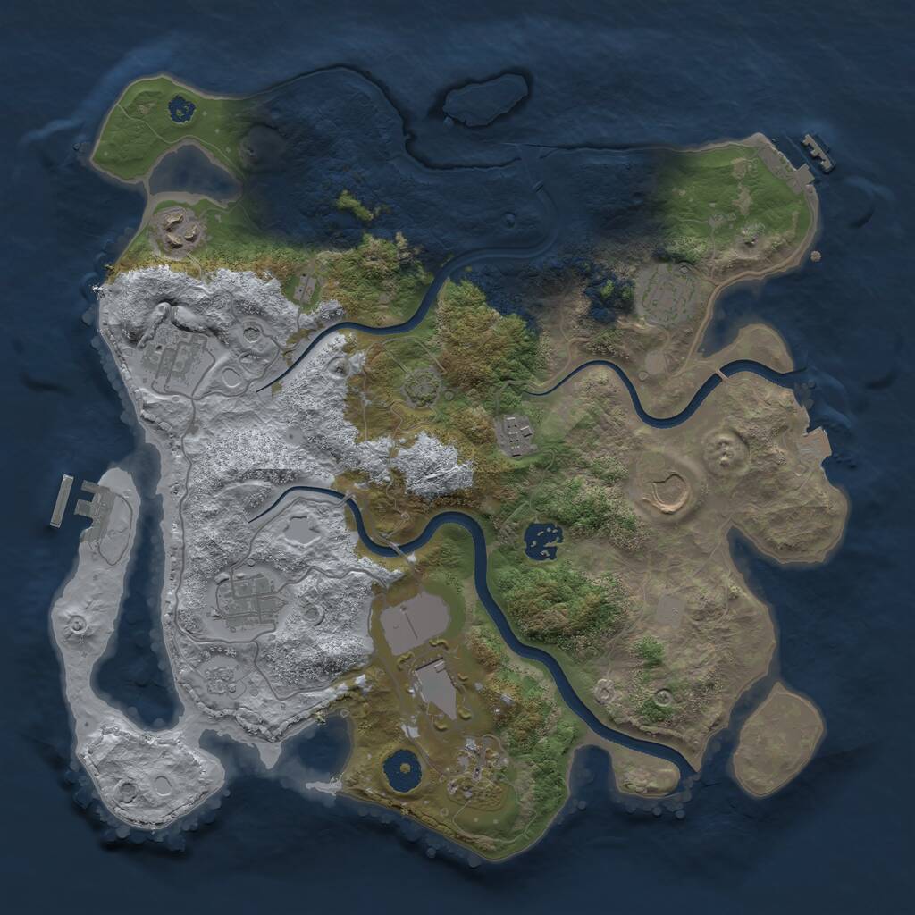 Rust Map: Procedural Map, Size: 3500, Seed: 2743758, 15 Monuments