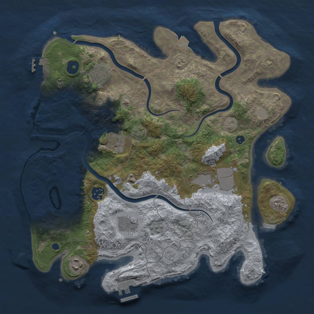 Rust Map: Procedural Map, Size: 3600, Seed: 21502, 13 Monuments