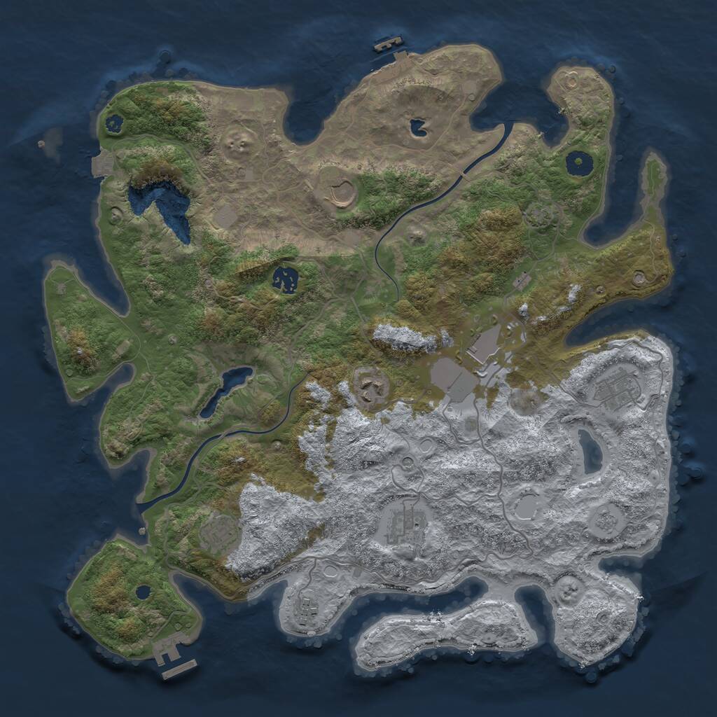 Rust Map: Procedural Map, Size: 4000, Seed: 198498, 14 Monuments