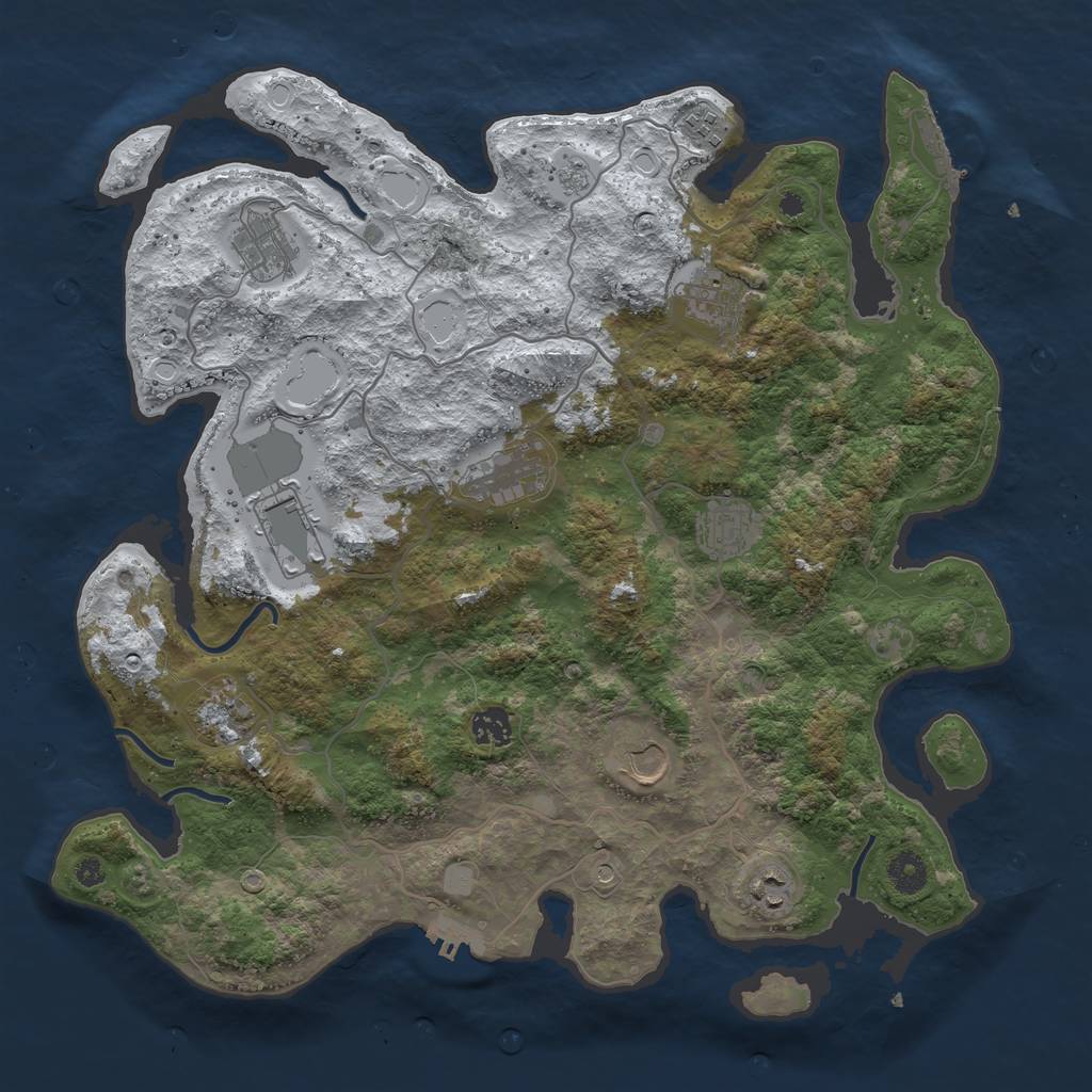 Rust Map: Procedural Map, Size: 4000, Seed: 51158989, 19 Monuments