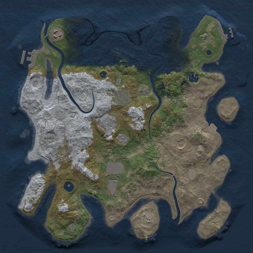 Rust Map: Procedural Map, Size: 3750, Seed: 2057441682, 14 Monuments