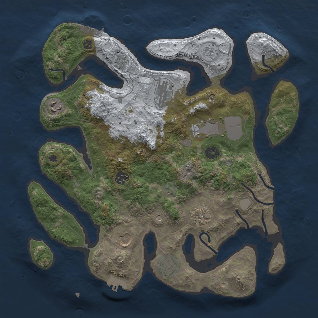 Rust Map: Procedural Map, Size: 3500, Seed: 88603876, 17 Monuments