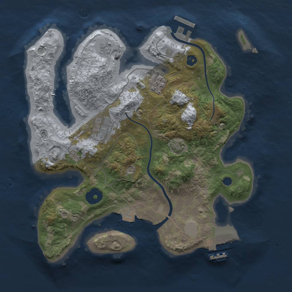 Rust Map: Procedural Map, Size: 2700, Seed: 105, 8 Monuments