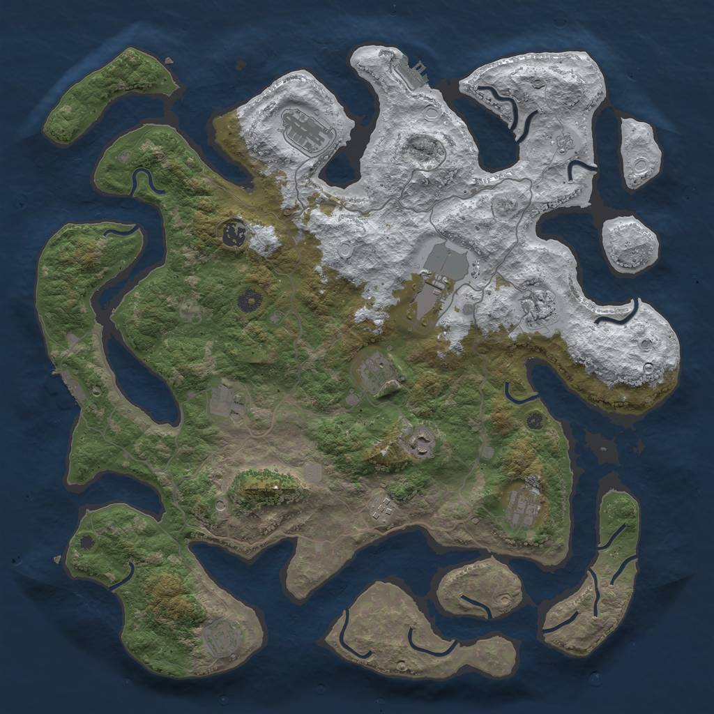 Rust Map: Procedural Map, Size: 4500, Seed: 4231184, 19 Monuments
