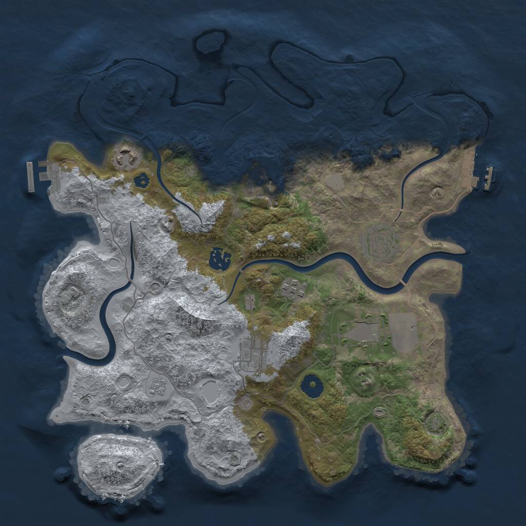 Rust Map: Procedural Map, Size: 3500, Seed: 499343977, 13 Monuments