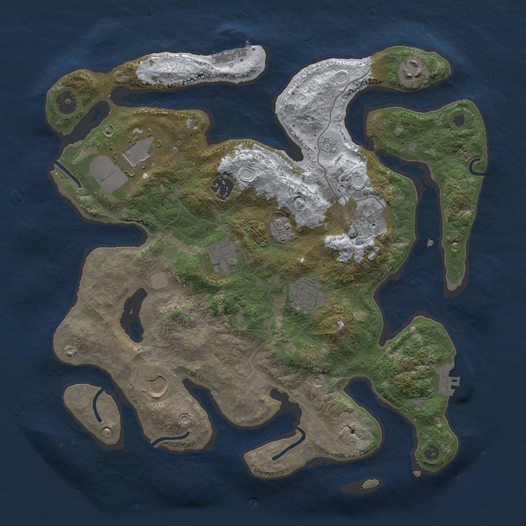 Rust Map: Procedural Map, Size: 3600, Seed: 1887652614, 17 Monuments