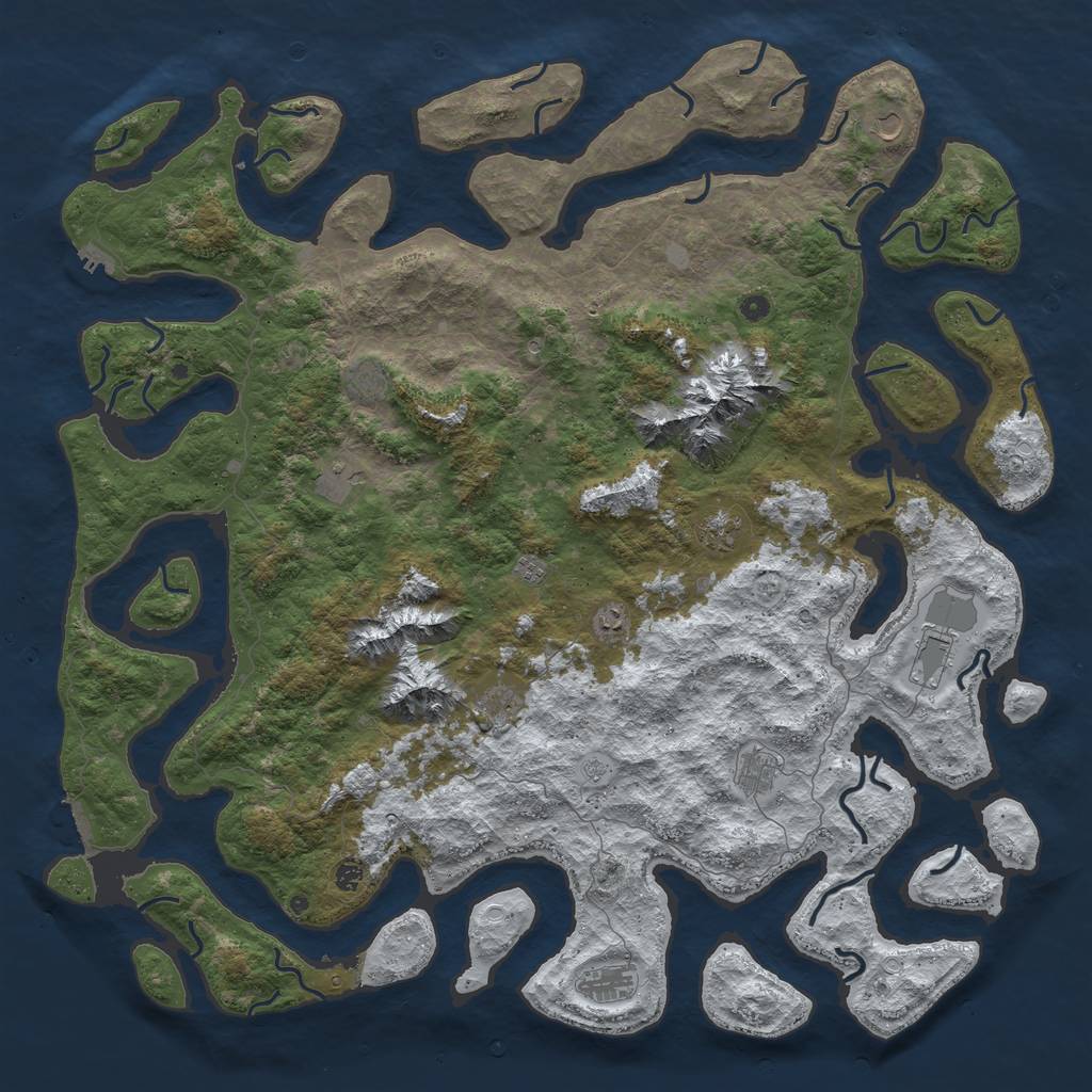 Rust Map: Procedural Map, Size: 6000, Seed: 1627008017, 20 Monuments