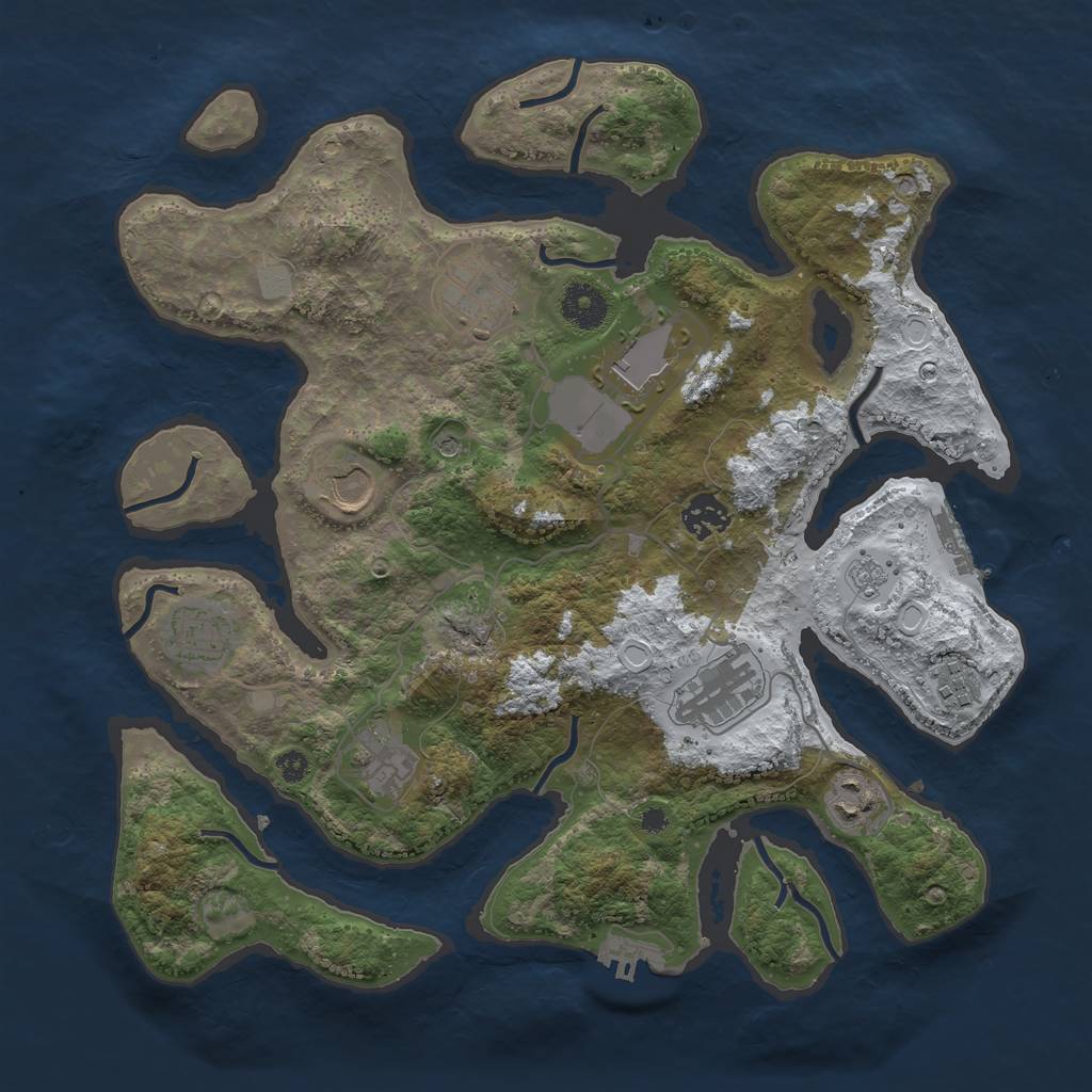 Rust Map: Procedural Map, Size: 3600, Seed: 1390104016, 18 Monuments