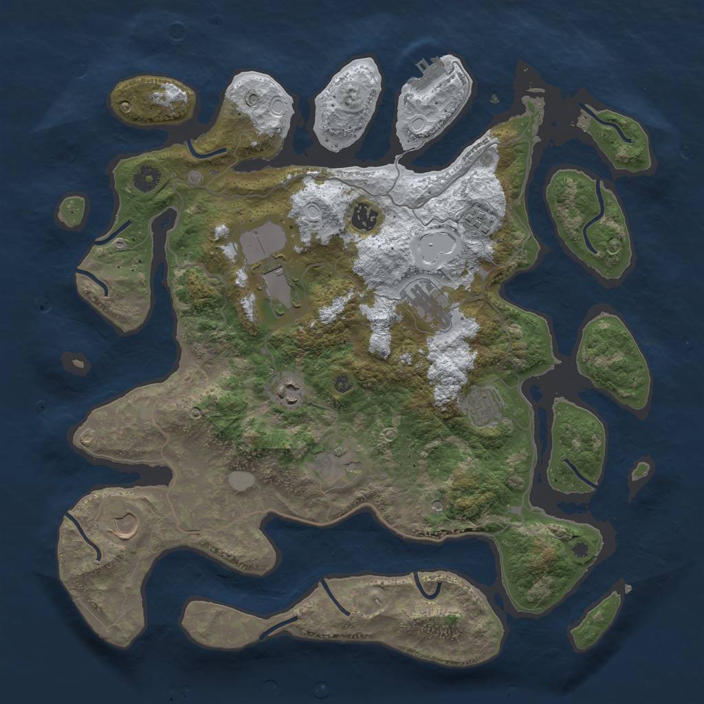 Rust Map: Procedural Map, Size: 4000, Seed: 174001, 15 Monuments
