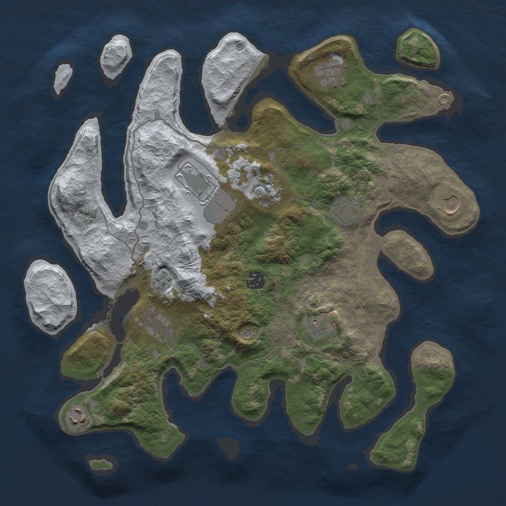 Rust Map: Barren, Size: 4000, Seed: 21, 13 Monuments