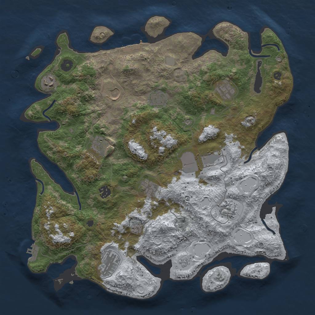 Rust Map: Procedural Map, Size: 3950, Seed: 935117552, 20 Monuments