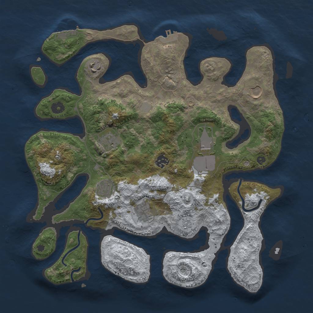 Rust Map: Procedural Map, Size: 3700, Seed: 1968125425, 16 Monuments