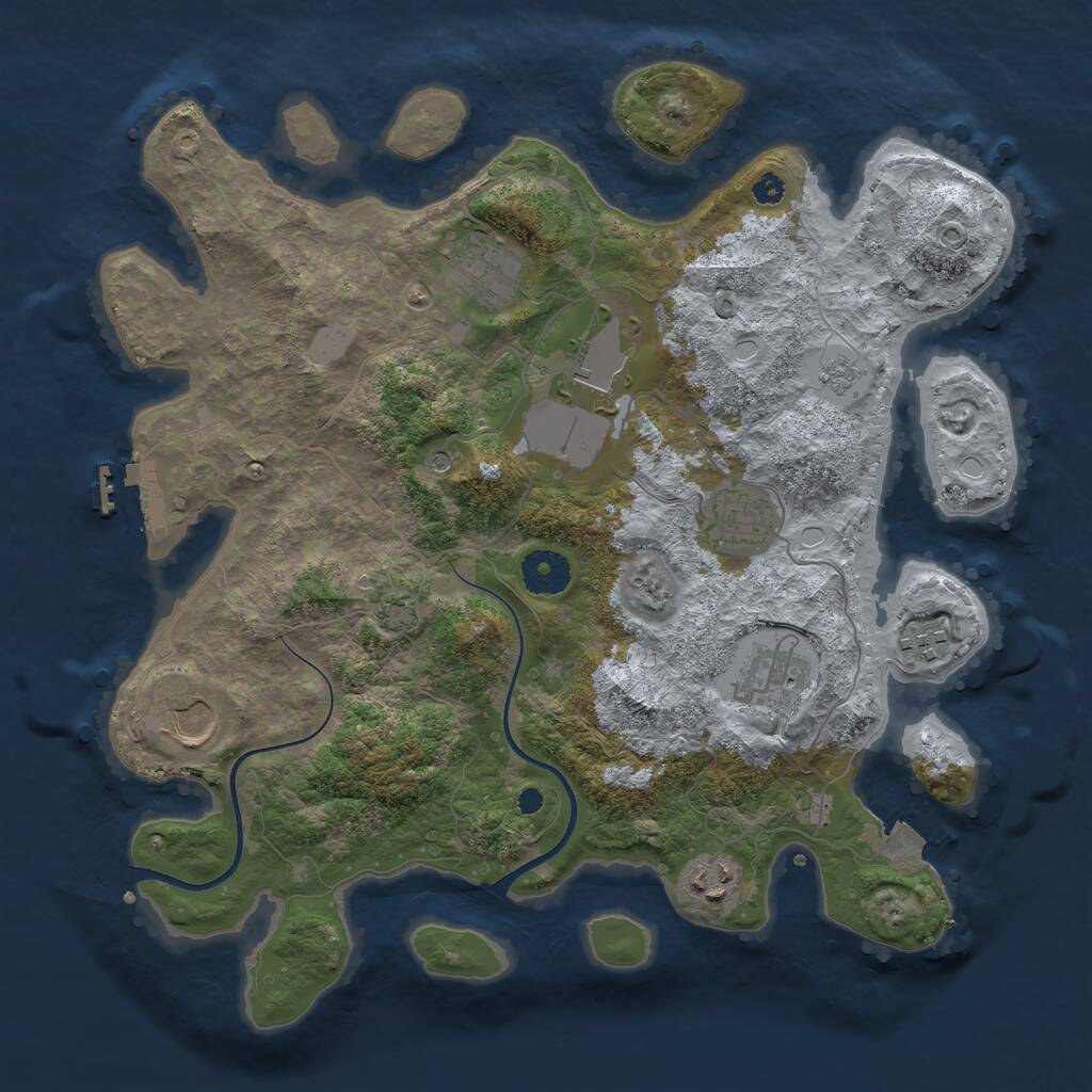 Rust Map: Procedural Map, Size: 3500, Seed: 1623459040, 12 Monuments