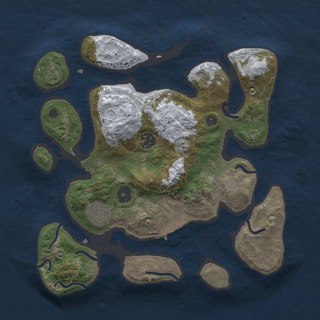 Rust Map: Procedural Map, Size: 3000, Seed: 512825, 8 Monuments