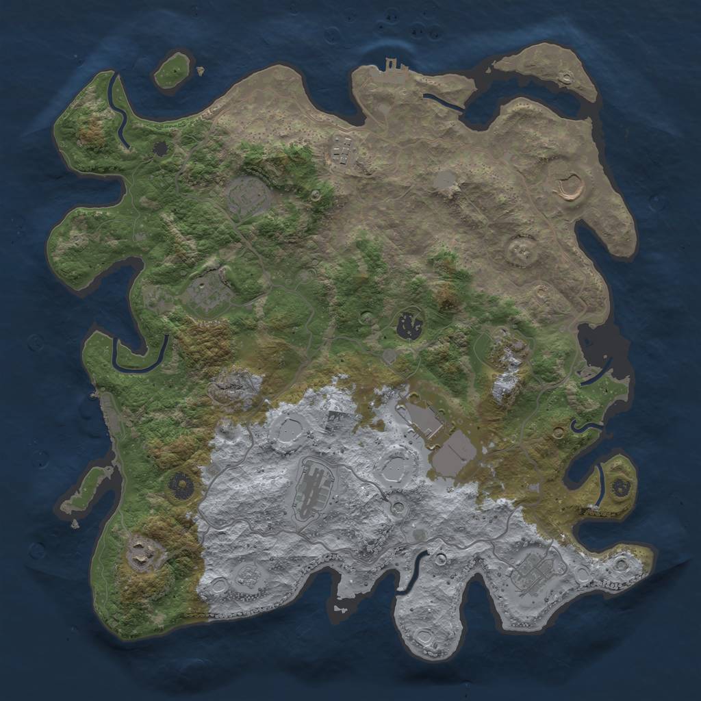 Rust Map: Procedural Map, Size: 4000, Seed: 5654909, 19 Monuments