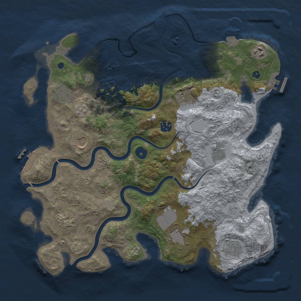 Rust Map: Procedural Map, Size: 3850, Seed: 1030582306, 16 Monuments