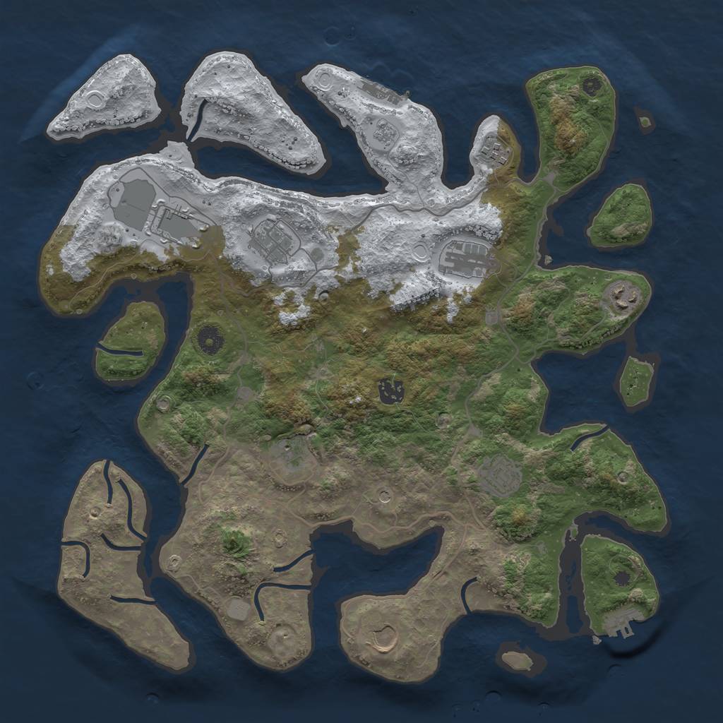 Rust Map: Procedural Map, Size: 4000, Seed: 1760319791, 18 Monuments