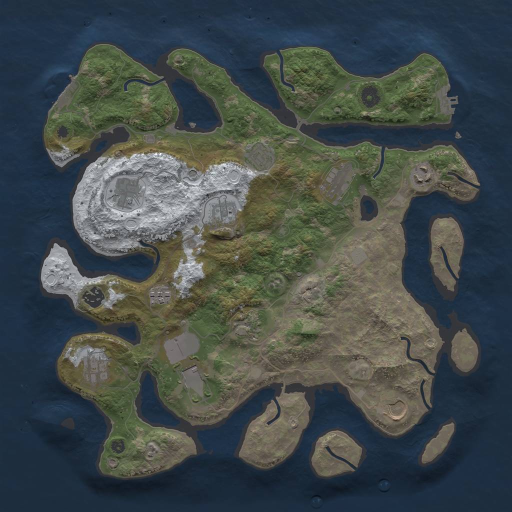 Rust Map: Procedural Map, Size: 3850, Seed: 741264988, 19 Monuments