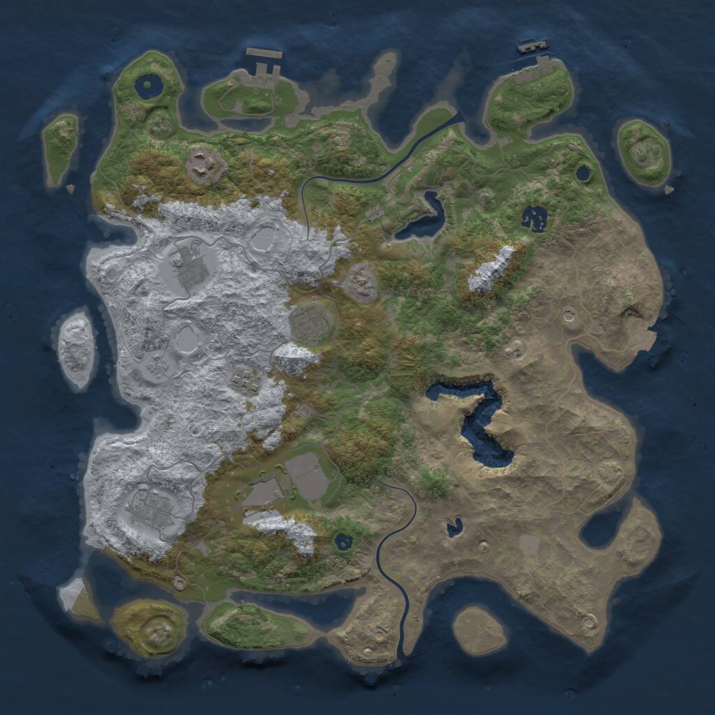 Rust Map: Procedural Map, Size: 4000, Seed: 864153004, 13 Monuments