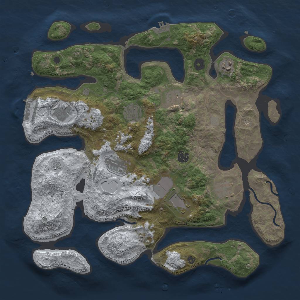 Rust Map: Procedural Map, Size: 3850, Seed: 60054886, 17 Monuments