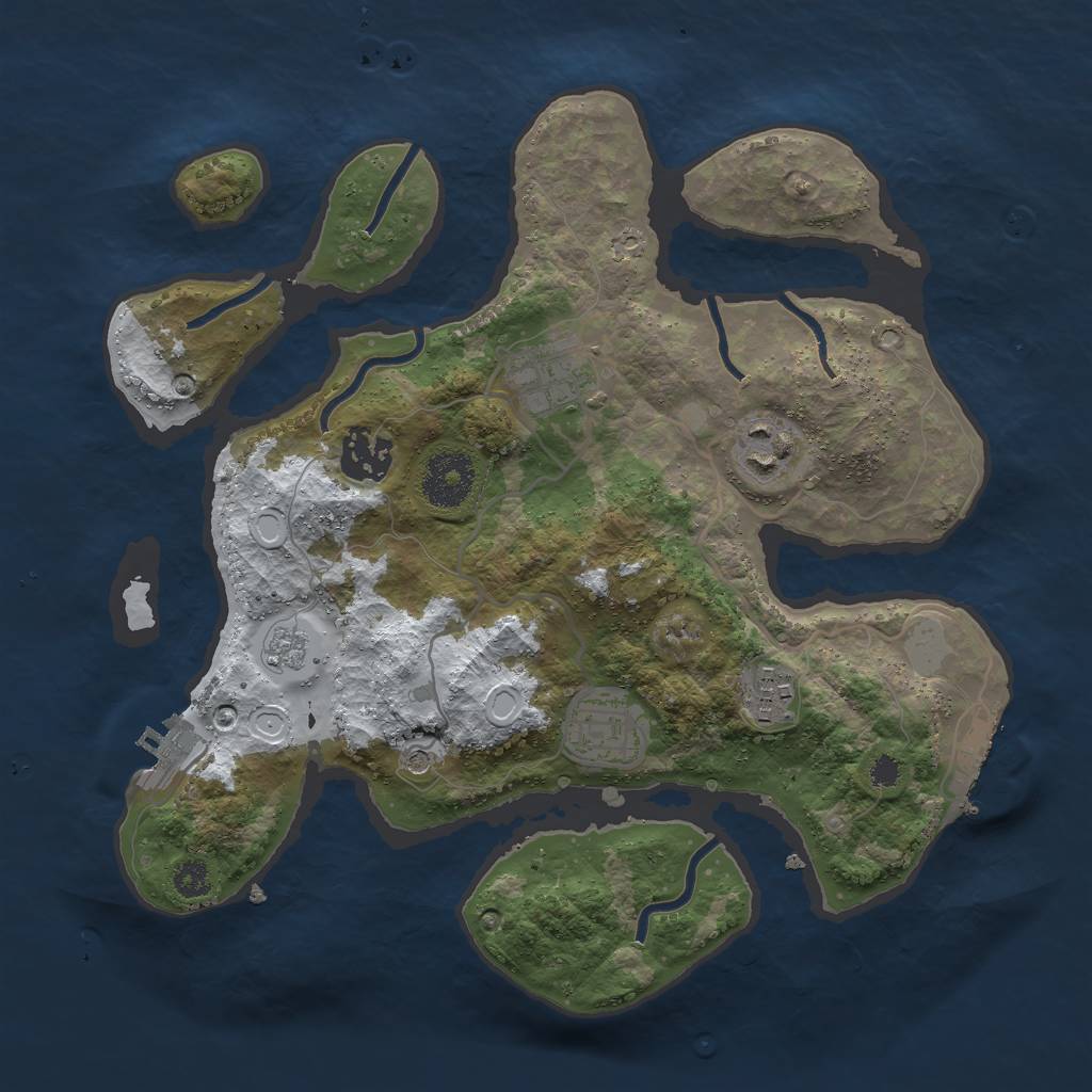 Rust Map: Procedural Map, Size: 3000, Seed: 668342, 14 Monuments