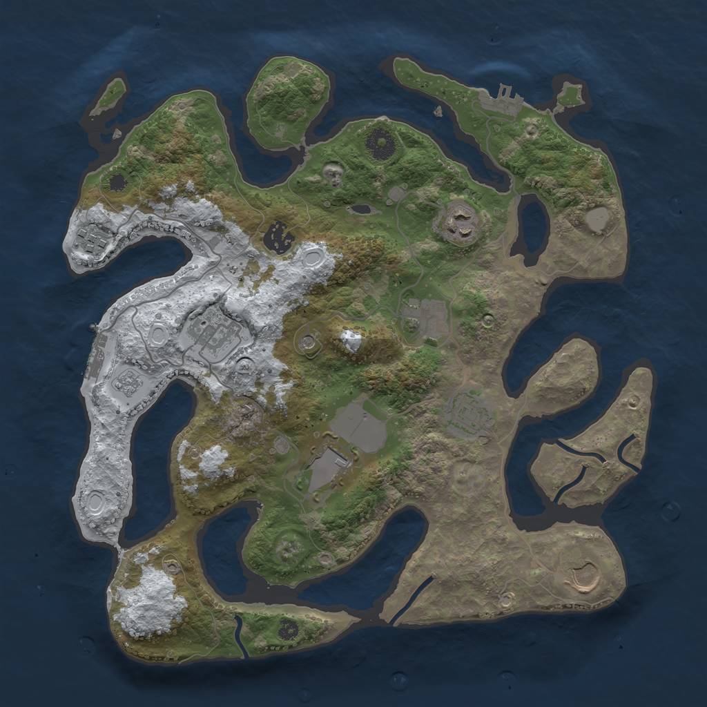 Rust Map: Procedural Map, Size: 3500, Seed: 1589719925, 17 Monuments