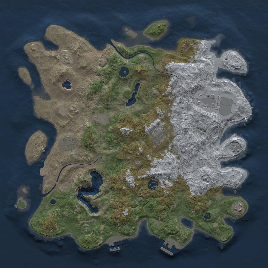 Rust Map: Procedural Map, Size: 4000, Seed: 185222770, 13 Monuments