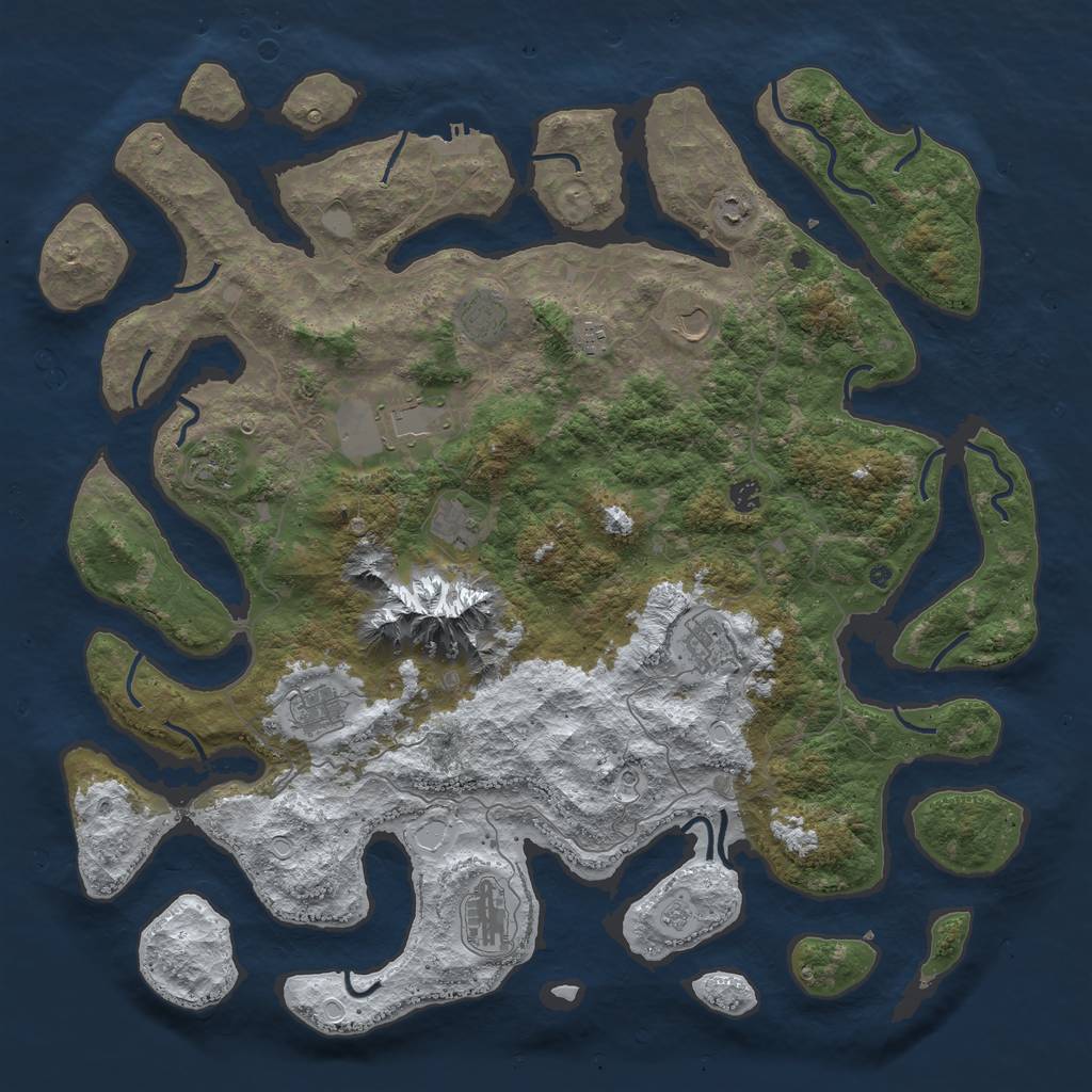 Rust Map: Procedural Map, Size: 5000, Seed: 151980, 19 Monuments