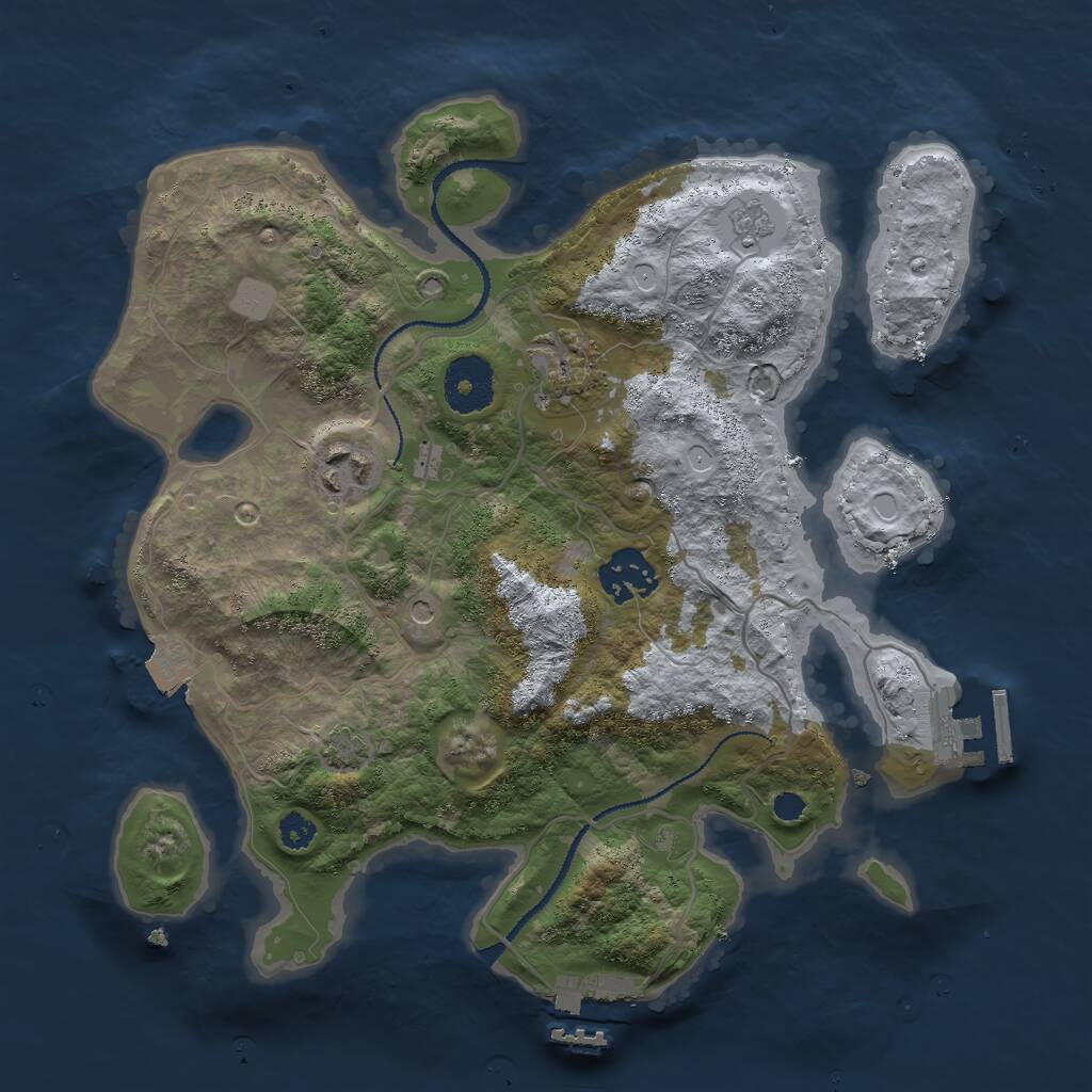 Rust Map: Procedural Map, Size: 3000, Seed: 654229, 9 Monuments