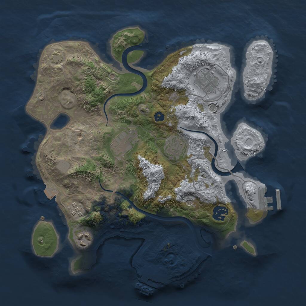 Rust Map: Procedural Map, Size: 3000, Seed: 654229, 11 Monuments
