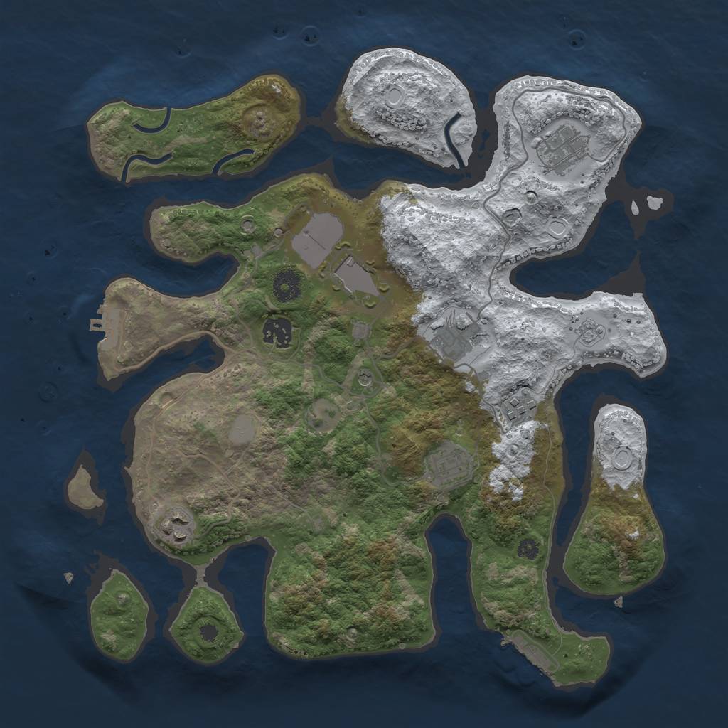 Rust Map: Procedural Map, Size: 3550, Seed: 365164, 16 Monuments