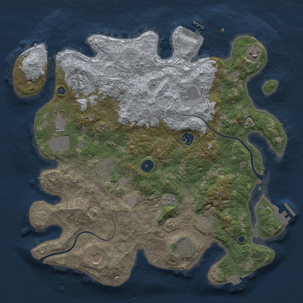 Rust Map: Procedural Map, Size: 3850, Seed: 1897063972, 16 Monuments