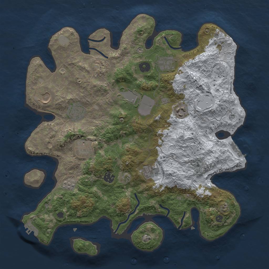 Rust Map: Procedural Map, Size: 3700, Seed: 432796493, 19 Monuments