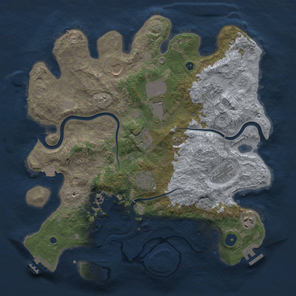 Rust Map: Procedural Map, Size: 3700, Seed: 432796493, 15 Monuments