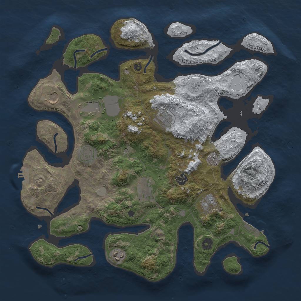 Rust Map: Procedural Map, Size: 3850, Seed: 1752782357, 18 Monuments