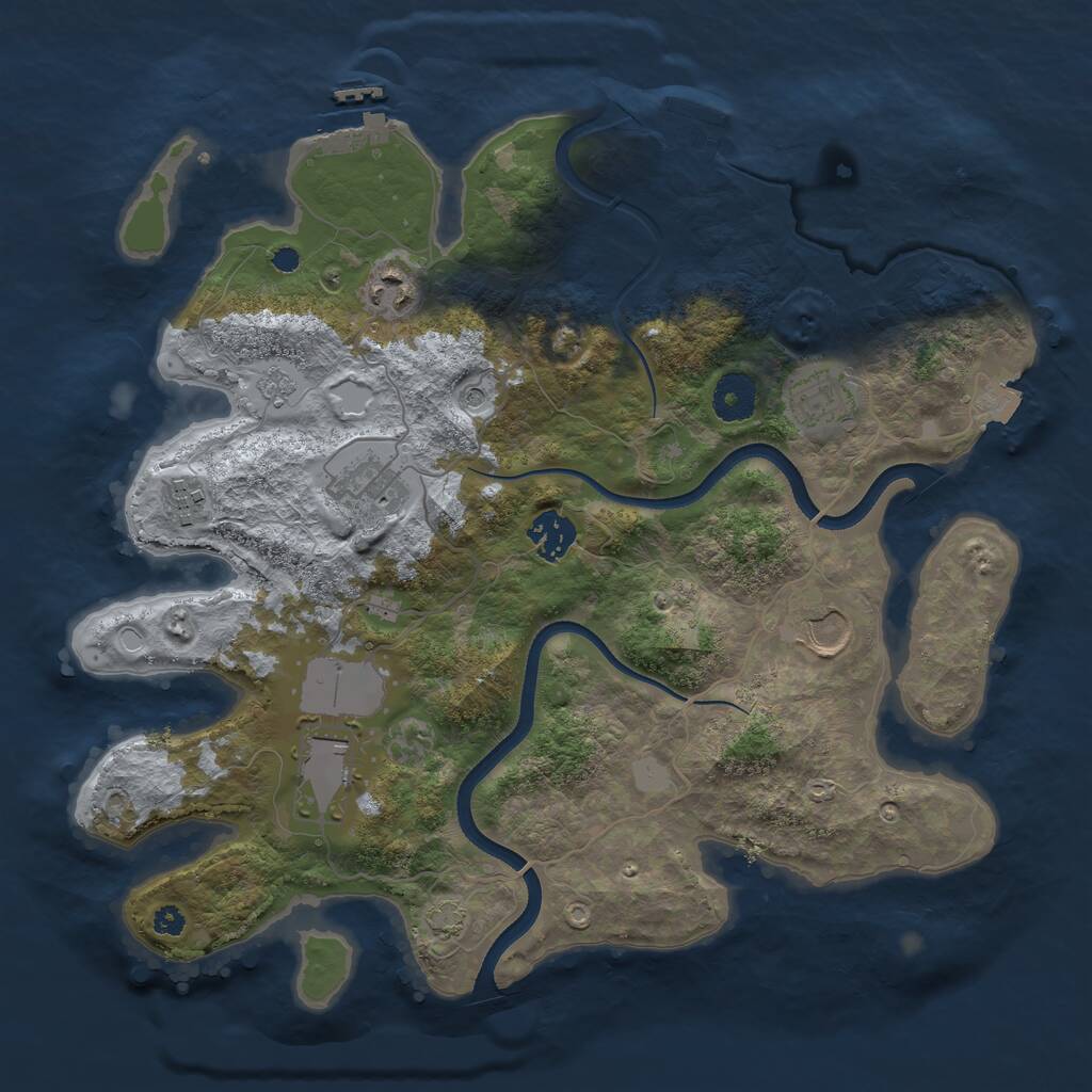 Rust Map: Procedural Map, Size: 3500, Seed: 88603977, 13 Monuments