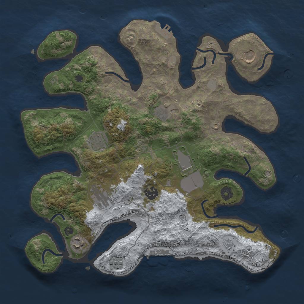 Rust Map: Procedural Map, Size: 3500, Seed: 1234112957, 17 Monuments