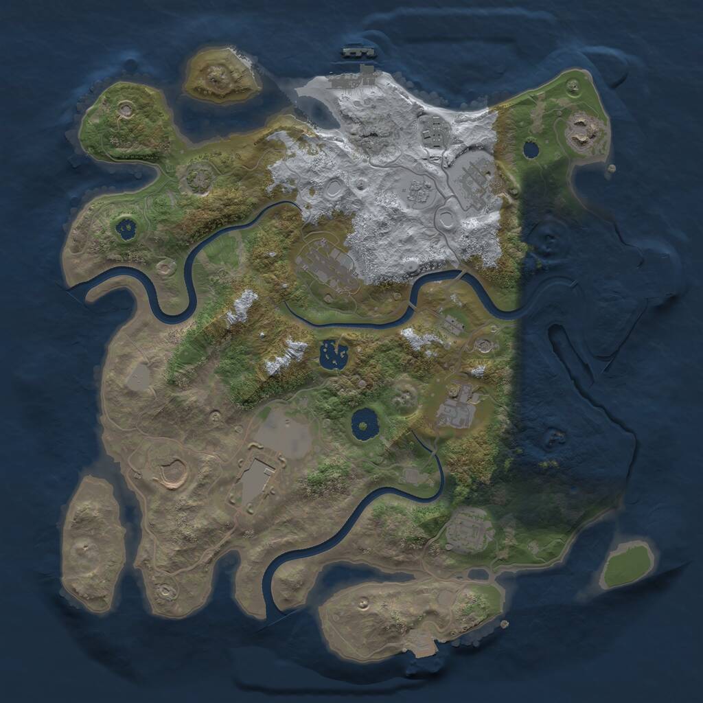 Rust Map: Procedural Map, Size: 3500, Seed: 1161912150, 15 Monuments