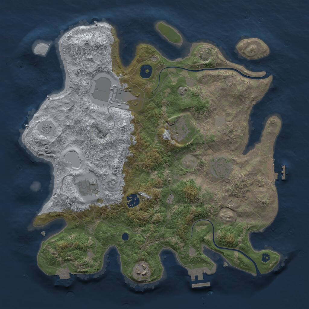 Rust Map: Procedural Map, Size: 3500, Seed: 84916664, 12 Monuments