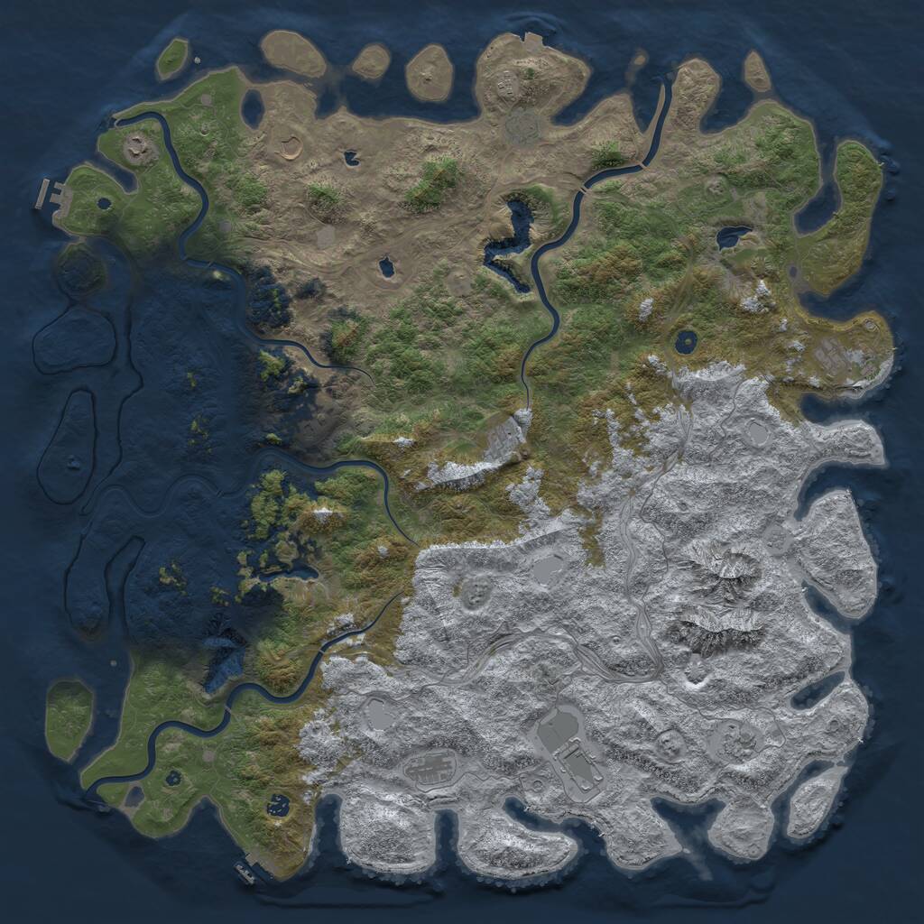 Rust Map: Procedural Map, Size: 6000, Seed: 964907545, 17 Monuments