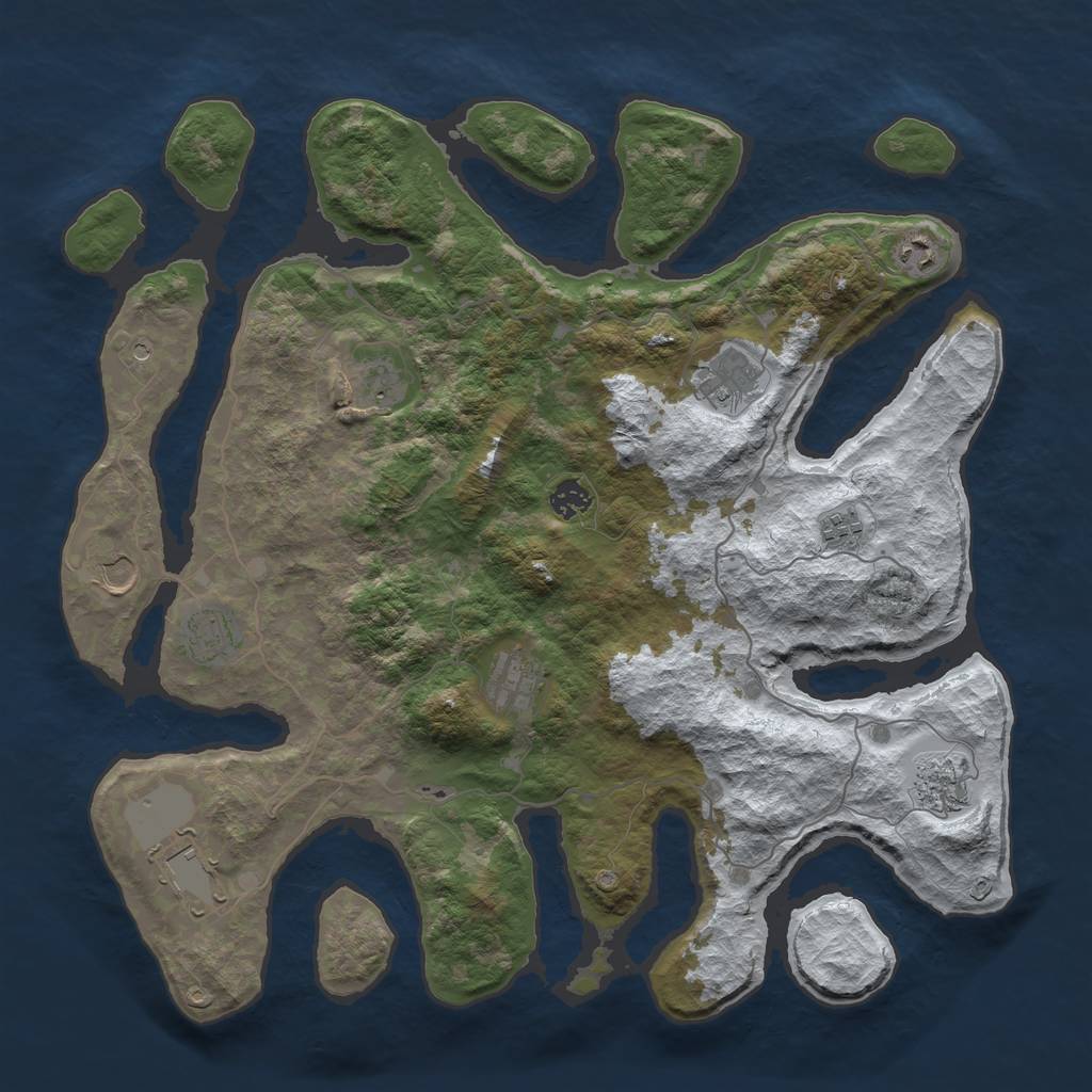 Rust Map: Barren, Size: 4250, Seed: 723502270, 13 Monuments