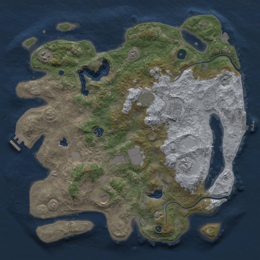Rust Map: Procedural Map, Size: 4000, Seed: 97571586, 14 Monuments
