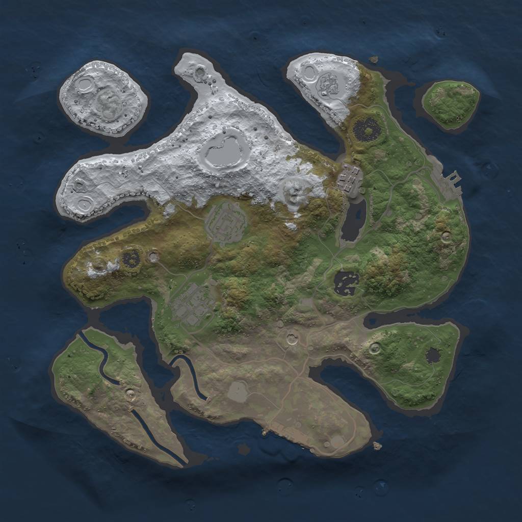 Rust Map: Procedural Map, Size: 3000, Seed: 875687, 13 Monuments