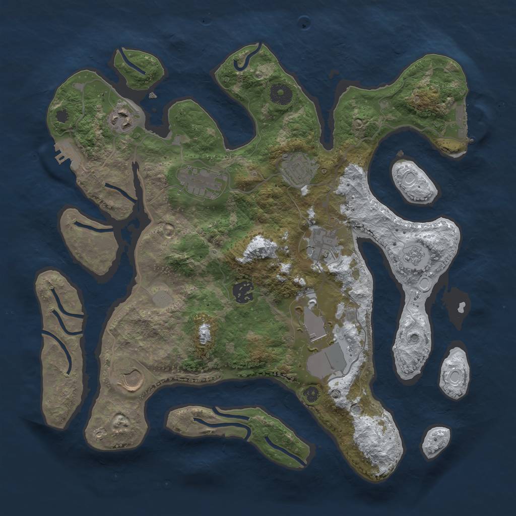 Rust Map: Procedural Map, Size: 3500, Seed: 489381861, 15 Monuments