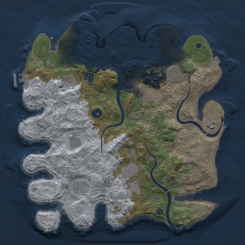 Rust Map: Procedural Map, Size: 3700, Seed: 4255191, 16 Monuments