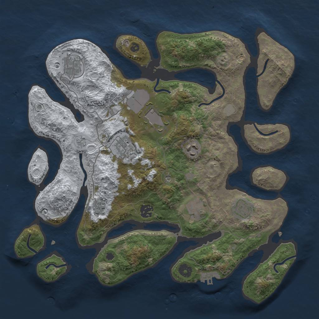 Rust Map: Procedural Map, Size: 3550, Seed: 437639, 16 Monuments