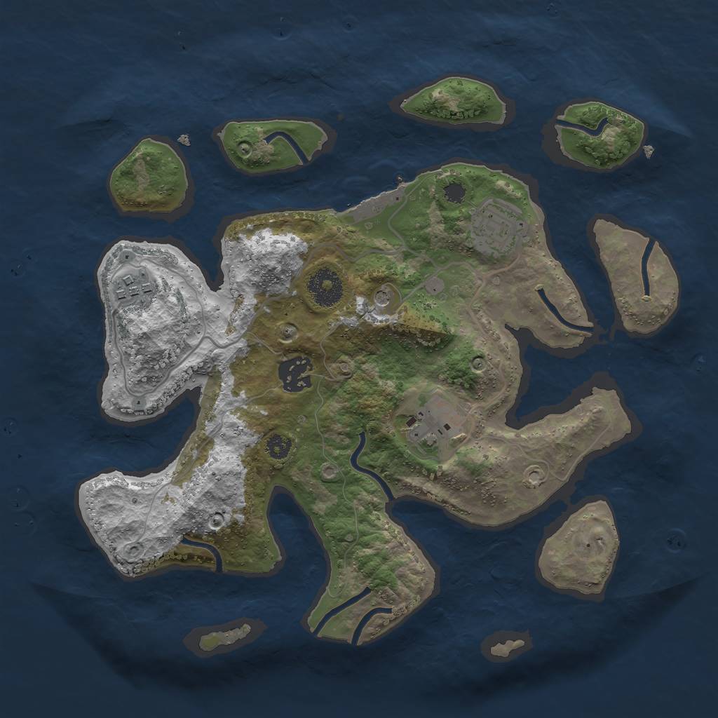 Rust Map: Procedural Map, Size: 3000, Seed: 2344218, 8 Monuments